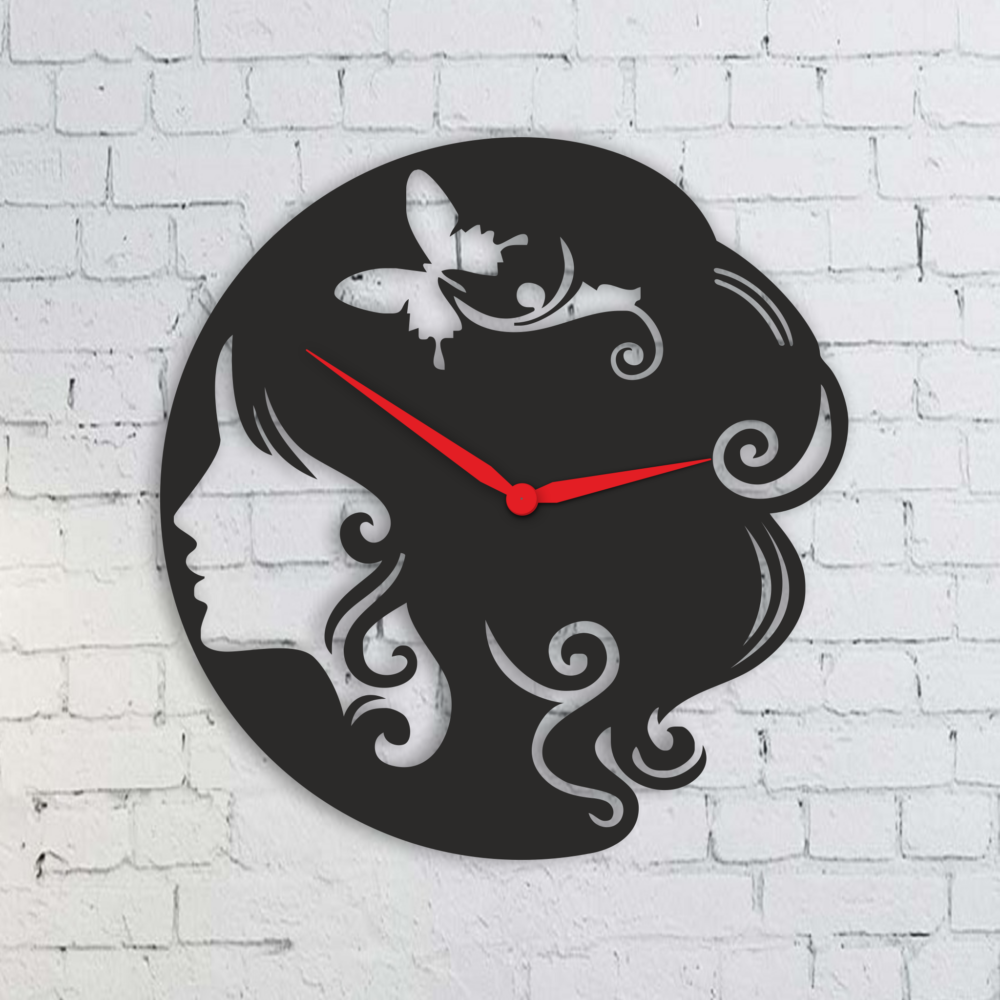 Laser Cut Woman Silhouette Svg Wall Clock File 1