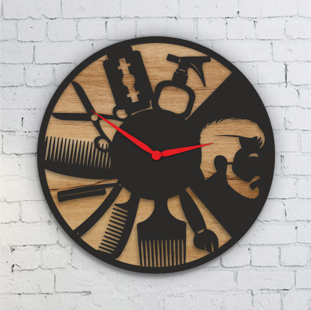 Laser Cut Hairdresser Wall Clock Svg Barber Shop Files 1