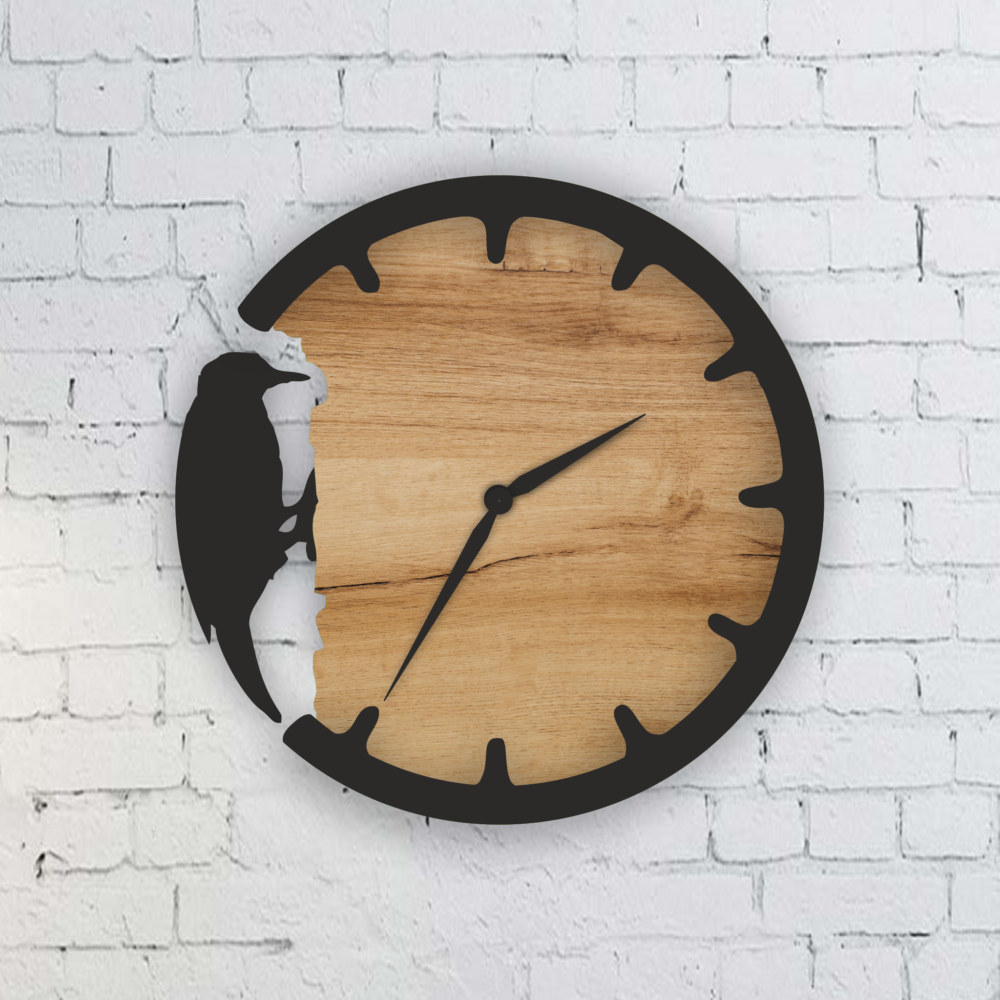 Woodpecker Bird Wall Clock Laser Cut Files 1