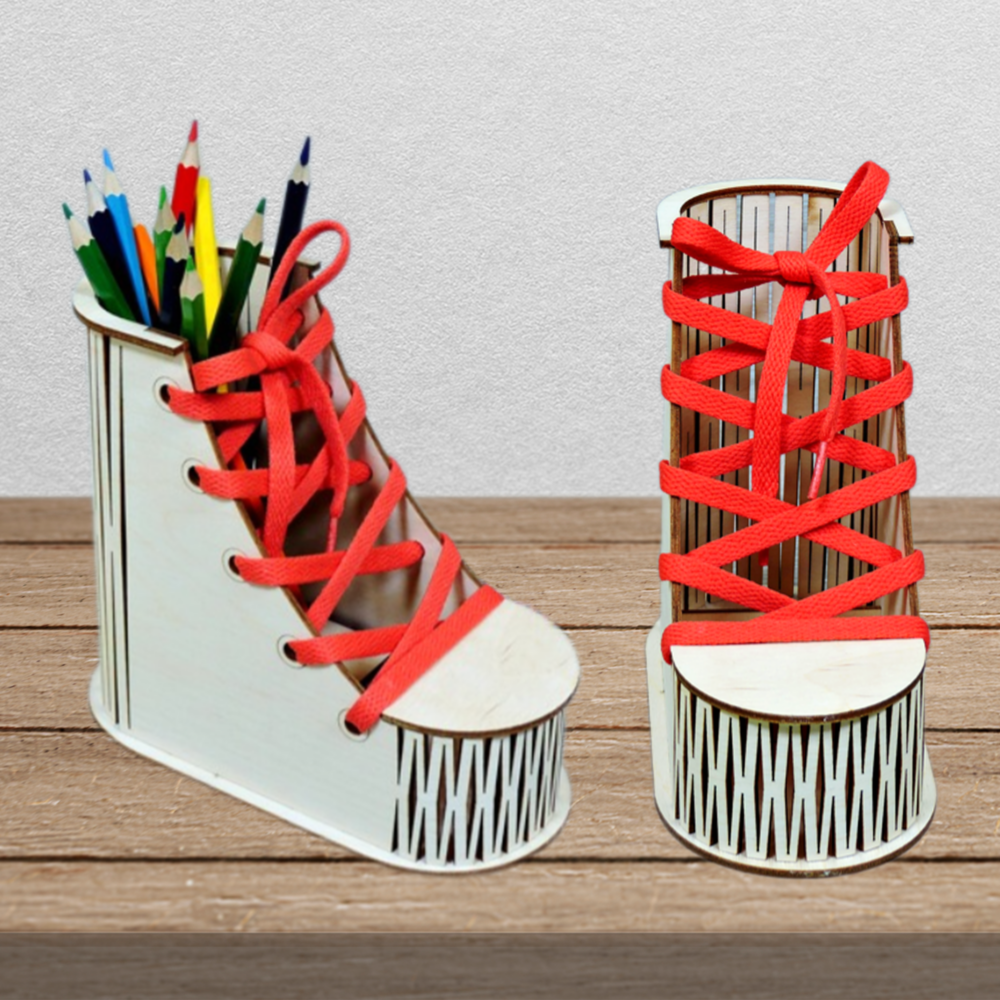 Laser Cut Shoe Pen Holder File, Pencil Case for Kids Svg 1