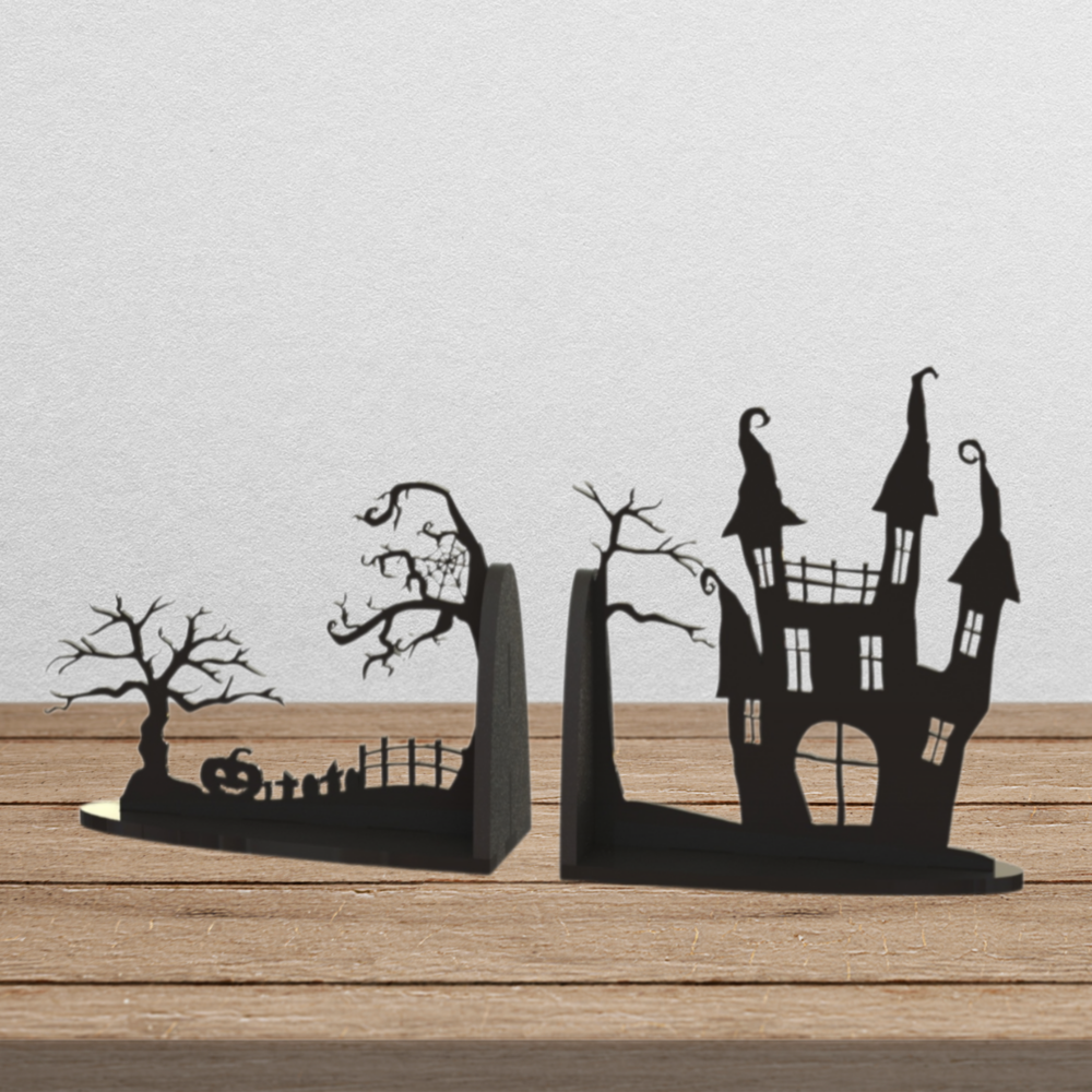 Laser Cut Bookend File Halloween Horror Svg Book Holder 1