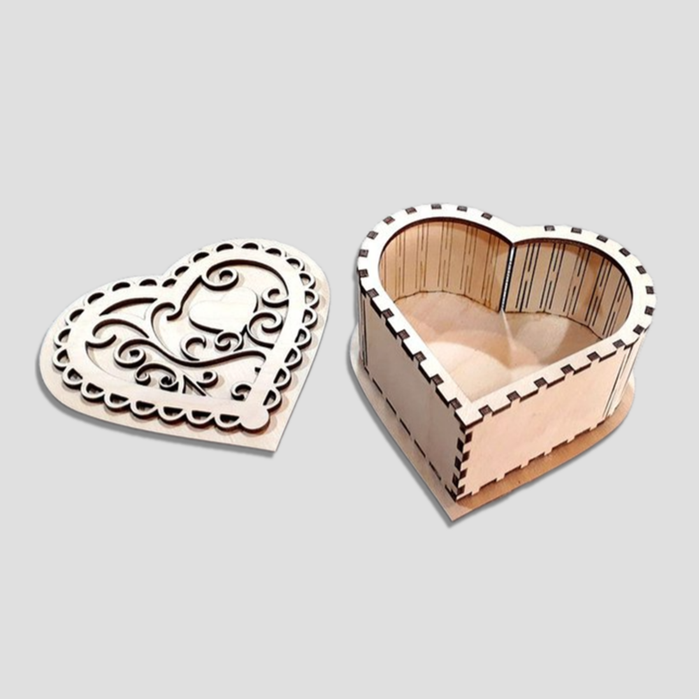 Patterned Heart Box Laser Cut Template File Svg 1