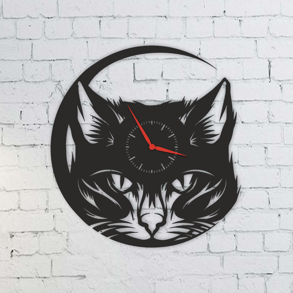 Moon Cat Laser Cut Files Wall Clock Svg File 1