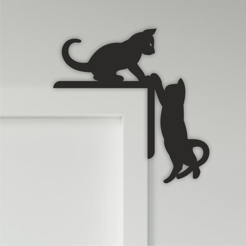 Cute Cats Door Corner Svg Laser Cut File 1