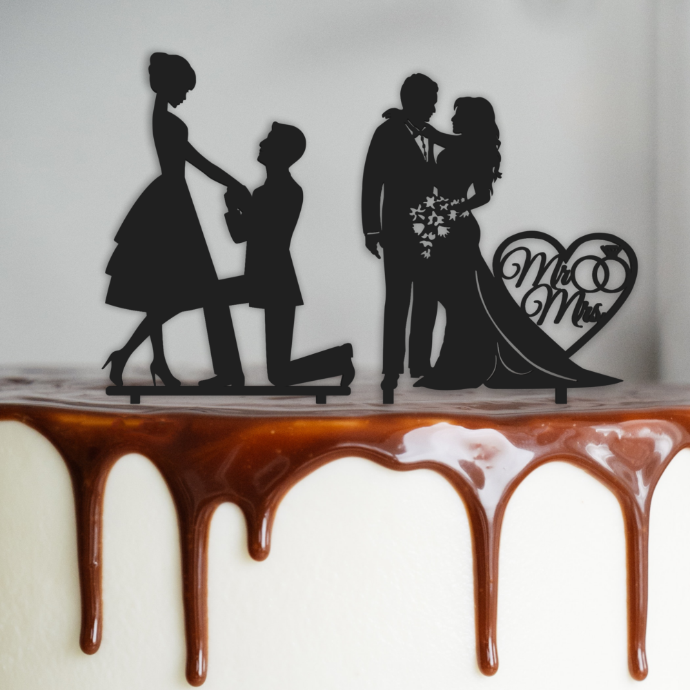 Laser Cut Mr and Mrs Cake Topper File Wedding Svg 1