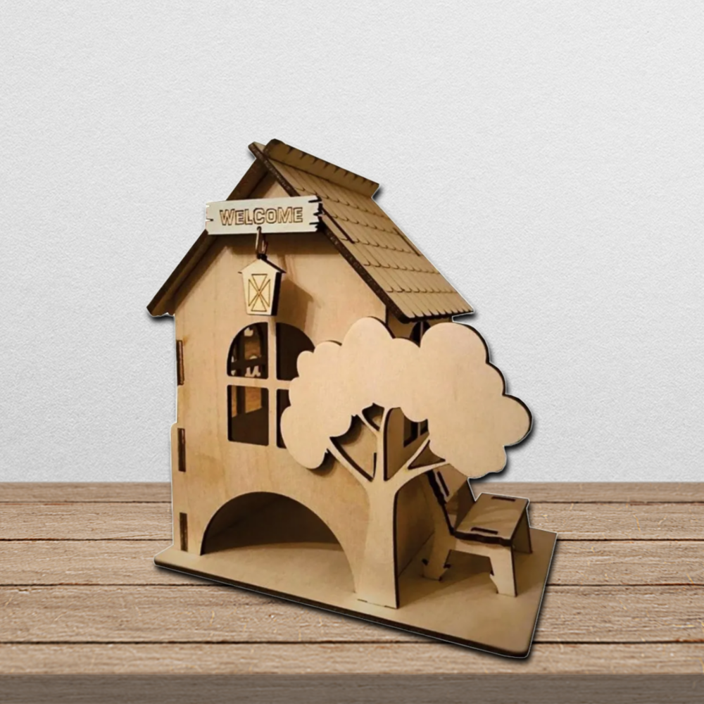 House Shaped Tea Holder Box 3mm 1/8 inch Laser Cut Files 1