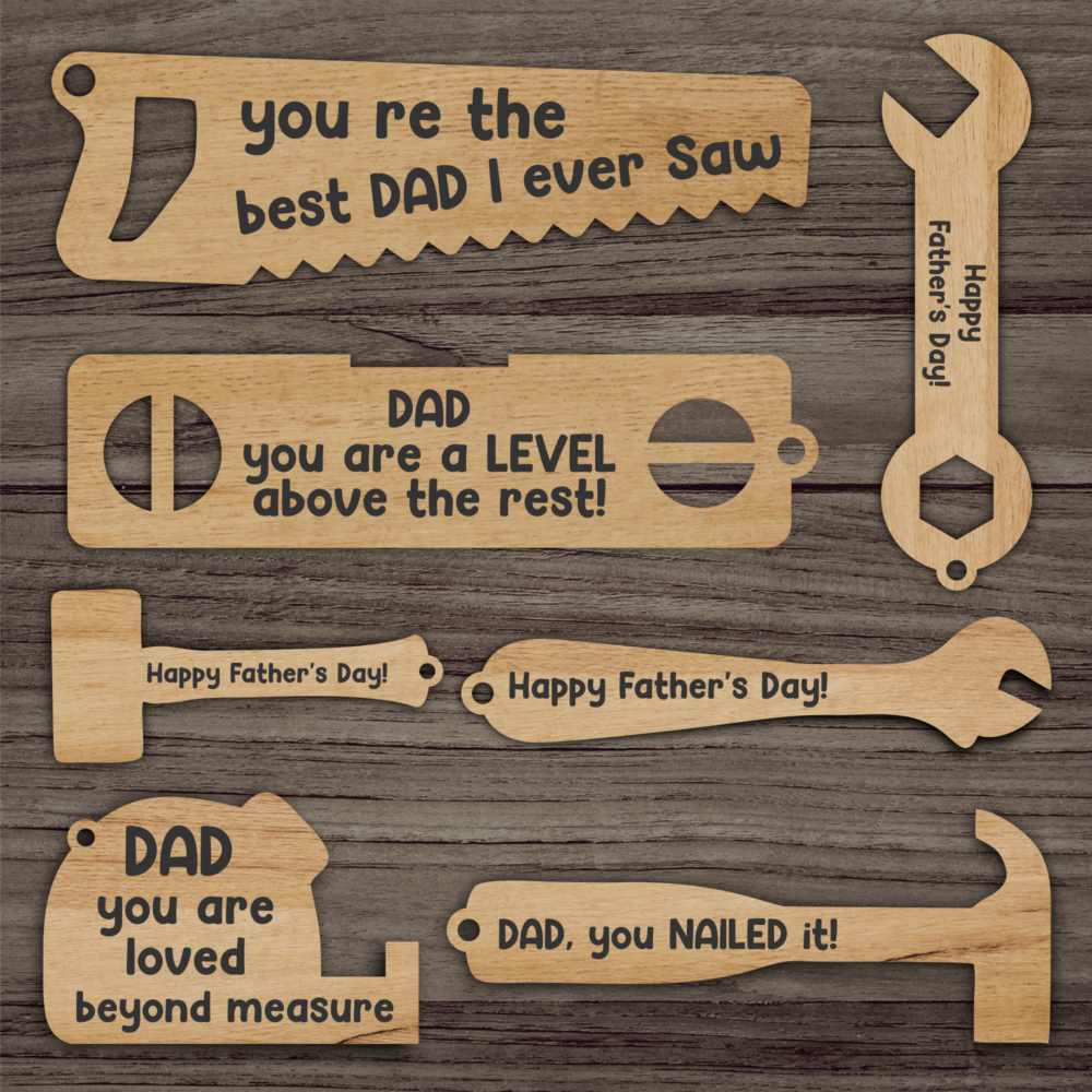 Laser Cut Father's Day Key Chain Bundle File Keychain Svg 1