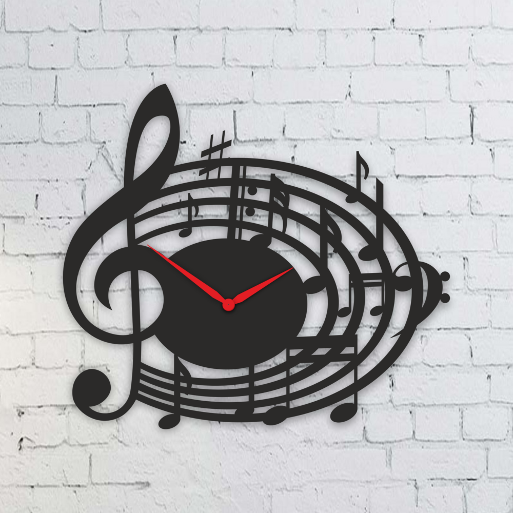 Laser Cut Music Notes Wall Clock File Home Decor Svg 1