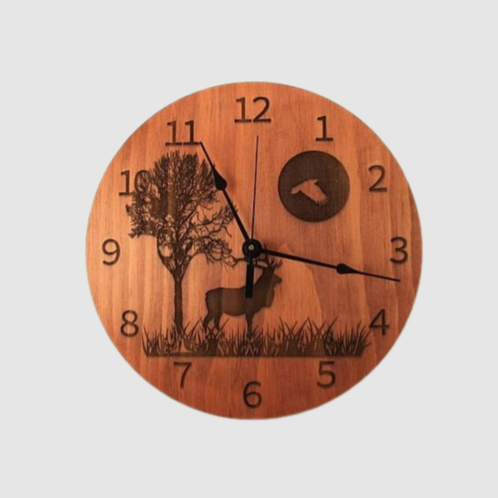 Laser Cut Deer Forest Wall Clock Svg Engraving File 1