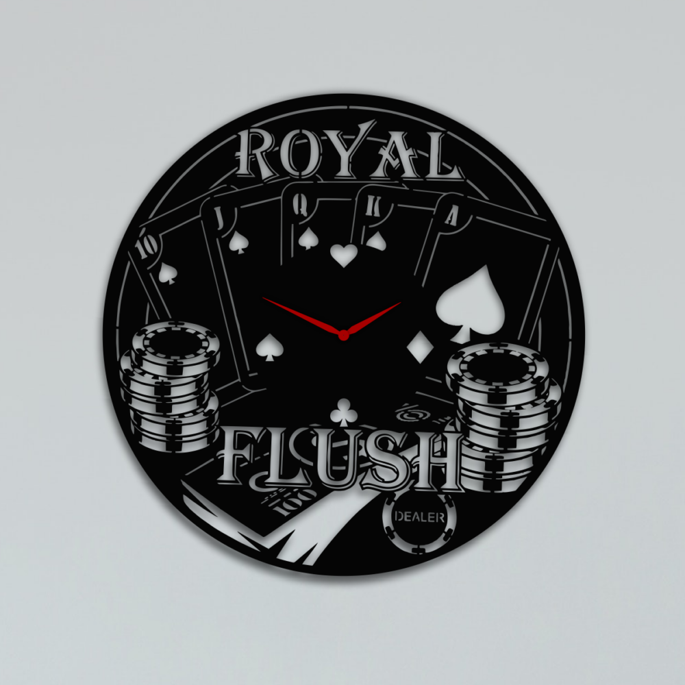 Laser Cut Royal Flush Wall Clock File Casino Poker Svg 1