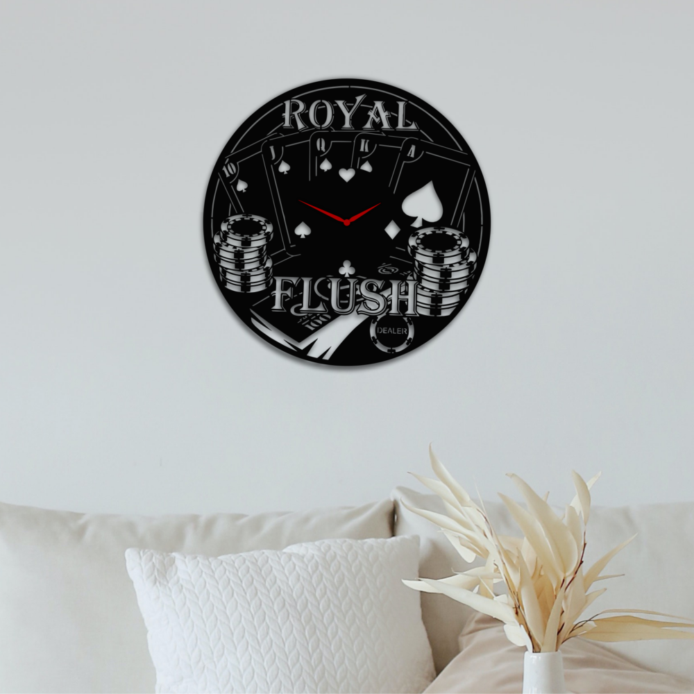 Laser Cut Royal Flush Wall Clock File Casino Poker Svg 2