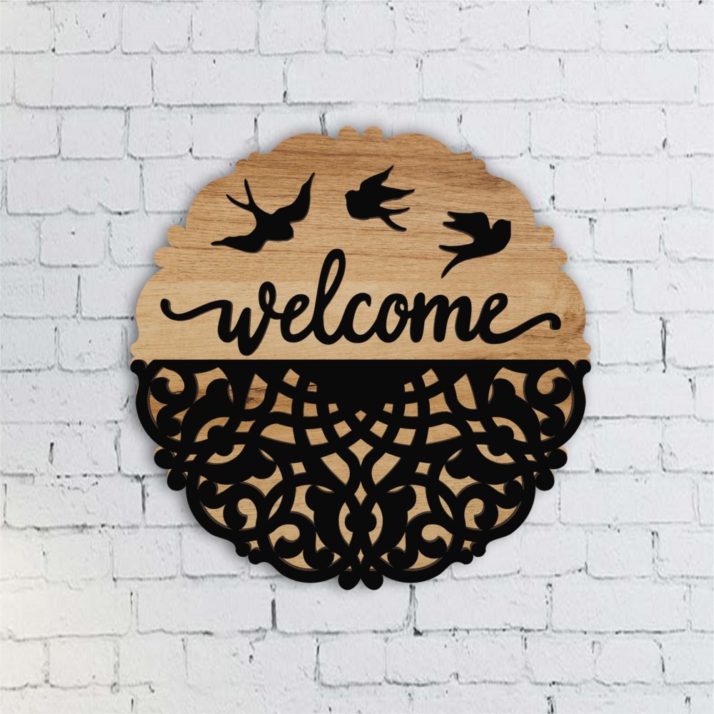 Laser Cut Welcome Door Hanger File Lace Door Sign Svg 1