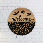 Laser Cut Welcome Door Hanger File Lace Door Sign Svg