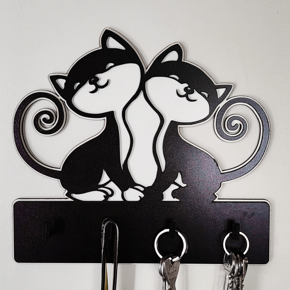 Laser Cut Cats Key Holder File, Key Hanger Svg Leash Holders 1