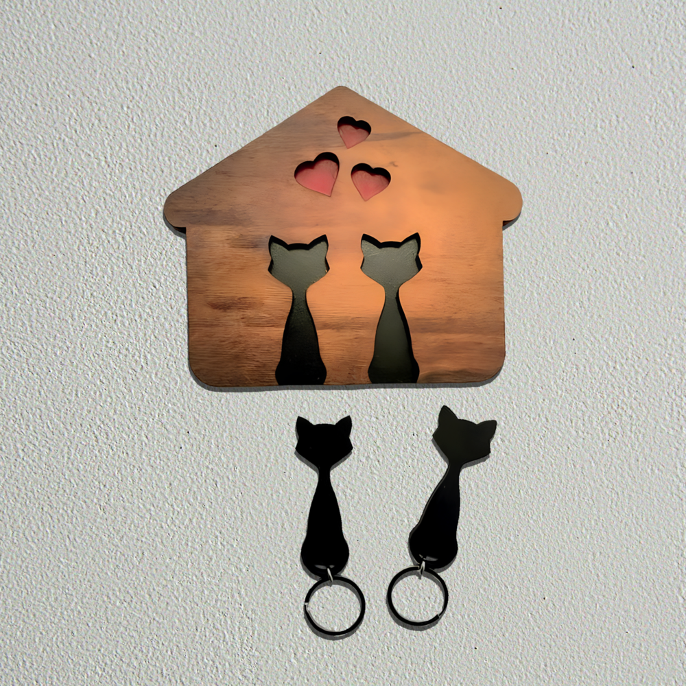 Laser Cut Couple Cats Key Holder File Key Hanger Svg 1