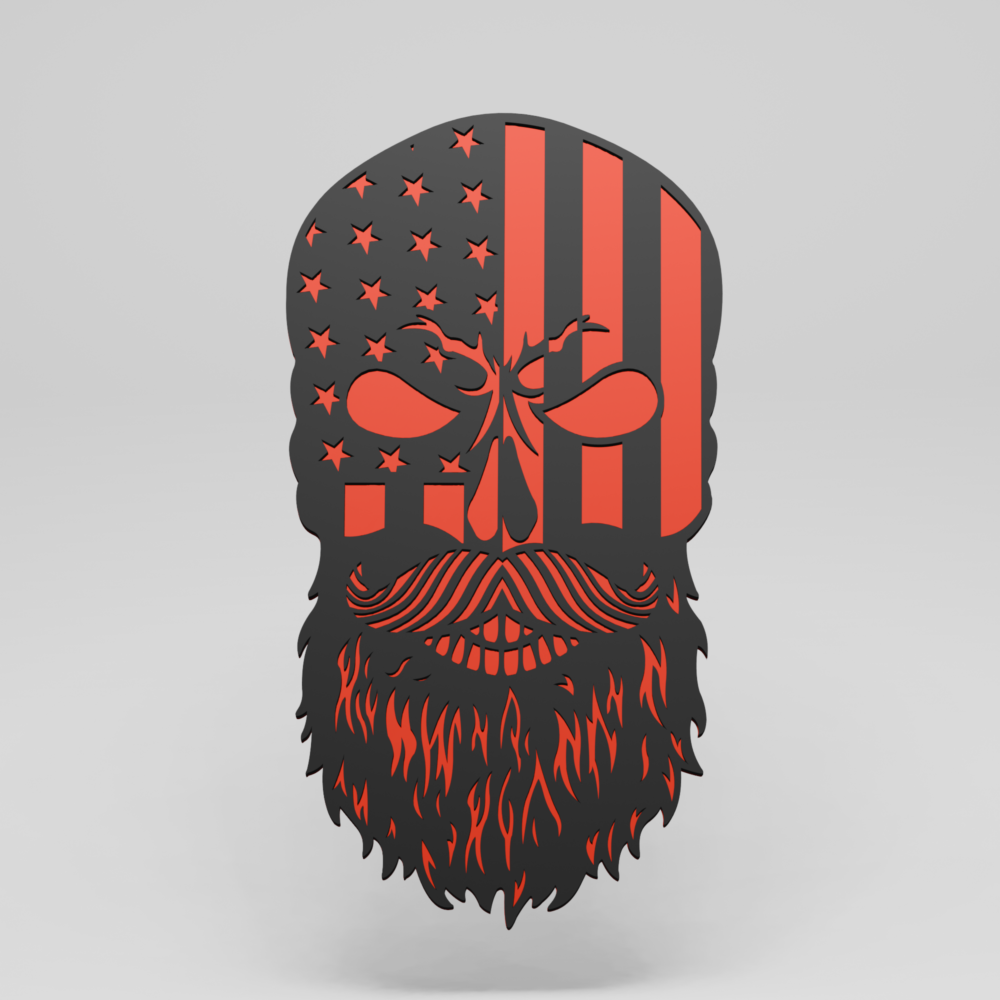 Laser Cut Skull File USA Flag Svg, Wall Art, Home Decor 1