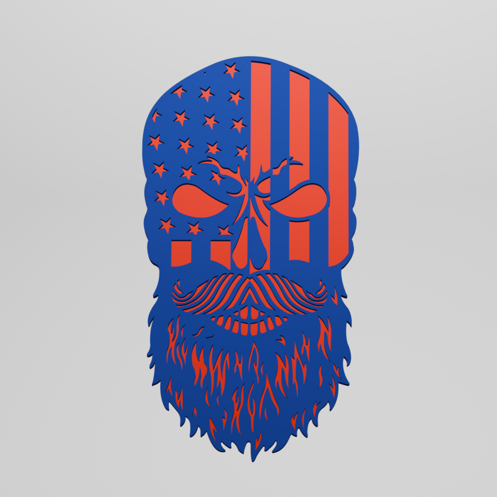 Laser Cut Skull File USA Flag Svg, Wall Art, Home Decor 2