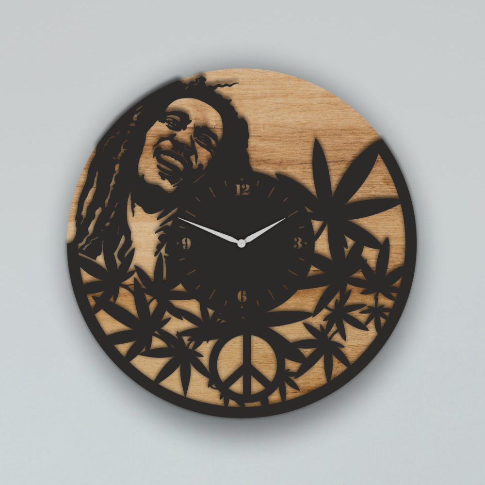 Laser Cut Bob Marley Wall Clock SVG Files 1