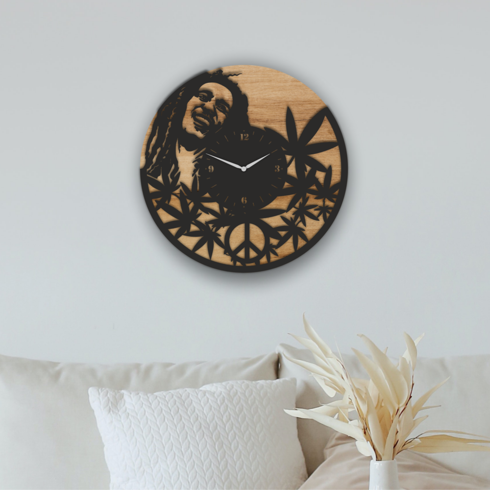 Laser Cut Bob Marley Wall Clock SVG Files 2