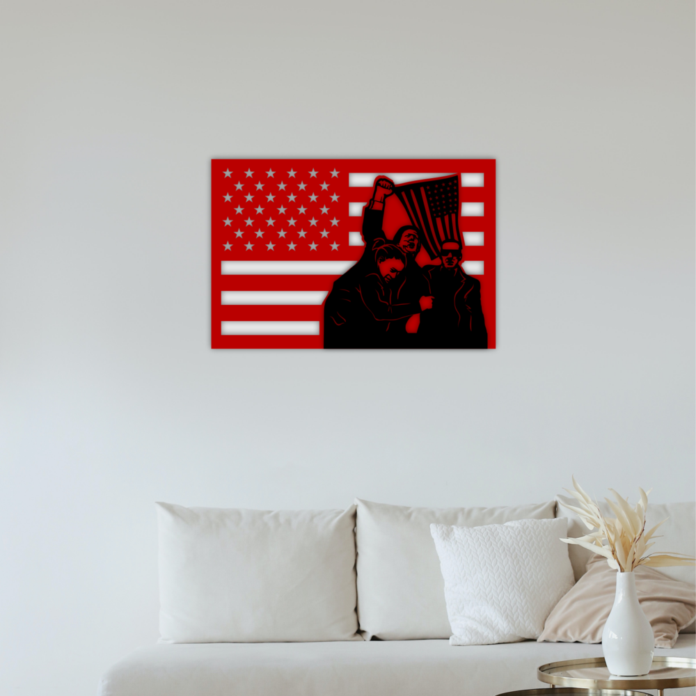 Laser Cut Donald Trump 2024 SVG Files USA, American Flag Download 3