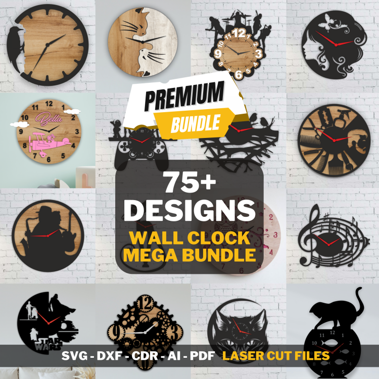 wall clock mega bundle laser cut files